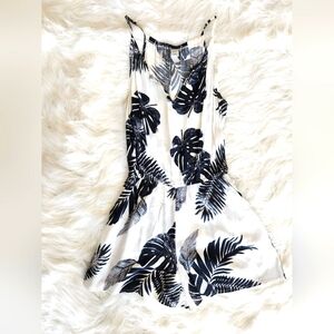 Small black + white tropical romper